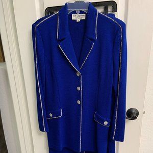 St. John Evening By Marie Gray, Royal Blue Jacket and Pants, Crystals , size 8